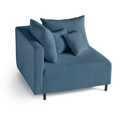 Edinburg - module d'assise d'angle gauche - en velours côtelé - bleu