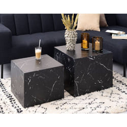Pueblo - lot de 2 tables basses - effet marbre noir - 58 et 50 cm