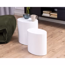 Aeryn - lot de 2 tables basses - blanc - 48 et 40 cm
