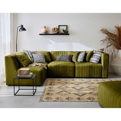 Nova - canapé modulable d'angle gauche - 5 places - avec pouf d'appoint - en velours