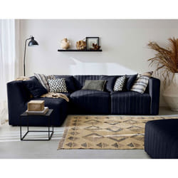 Nova - canapé modulable d'angle gauche - 5 places - avec pouf d'appoint - en velours