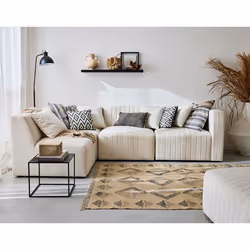 Nova - canapé modulable d'angle gauche - 5 places - avec pouf d'appoint - en velours