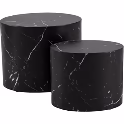 Aeryn - lot de 2 tables basses - effet marbre noir - 48 et 40 cm