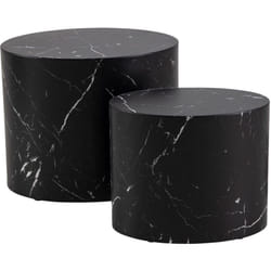 Aeryn - lot de 2 tables basses - effet marbre noir - 48 et 40 cm