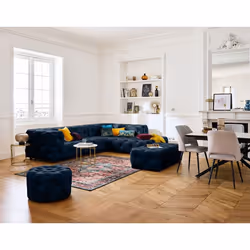 Gallata - canapé Chesterfield d'angle droit - 5 places - en velours
