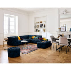 Gallata - canapé Chesterfield d'angle droit - 5 places - en velours