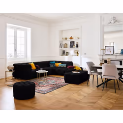 Gallata - canapé Chesterfield d'angle droit - 5 places - en velours