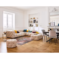 Gallata - canapé Chesterfield d'angle droit - 5 places - en velours