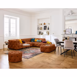 Gallata - canapé Chesterfield d'angle droit - 5 places - en velours