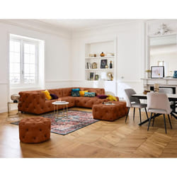Gallata - canapé Chesterfield d'angle droit - 5 places - en velours