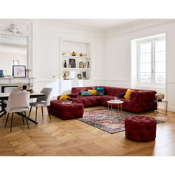 Gallata - canapé Chesterfield d'angle gauche - 5 places - en velours