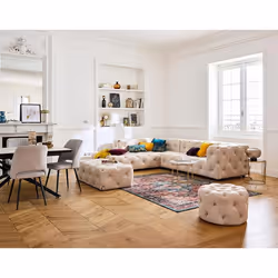 Gallata - canapé Chesterfield d'angle gauche - 5 places - en velours