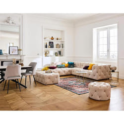Gallata - canapé Chesterfield d'angle gauche - 5 places - en velours