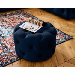 Gallata - pouf Chesterfield rond - en velours