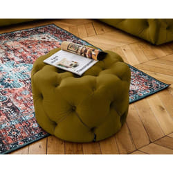 Gallata - pouf Chesterfield rond - en velours