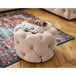 Gallata - pouf Chesterfield rond - en velours