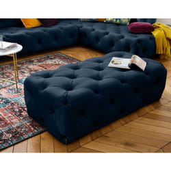Lisa Design - Gallata - pouf chesterfield - en velours - bleu