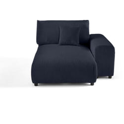 Lisa Design - Garance - module d'assise méridienne droit - en velours côtelé - bleu nuit