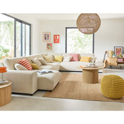 Garance - canapé modulable d'angle droit - 8 places - en velours côtelé - beige