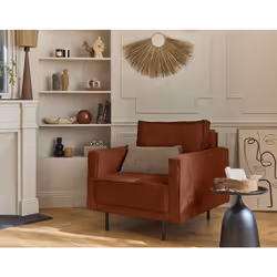 Charlie - fauteuil - pieds hauts - en velours côtelé
