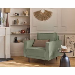 Charlie - fauteuil - pieds hauts - en velours côtelé