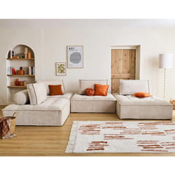 Marisol - canapé panoramique modulable 7 places - velours texturé - beige