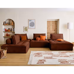 Marisol - canapé panoramique modulable 7 places - velours texturé