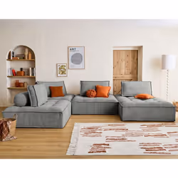 Marisol - canapé panoramique modulable 7 places - velours texturé