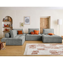 Marisol - canapé panoramique modulable 7 places - velours texturé