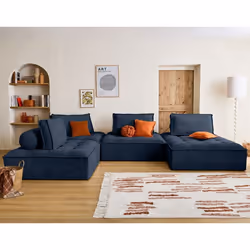 Marisol - canapé panoramique modulable 7 places - velours texturé