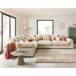 Aspen - canapé d'angle réversible 5 places - assise profonde - en velours côtelé - beige