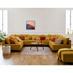 Edinburg - canapé modulable panoramique 8 places - en velours côtelé - jaune