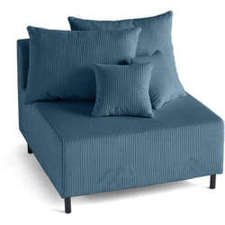 Edinburg - module d'assise sans accoudoirs - en velours côtelé - bleu