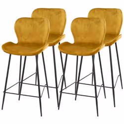 Basti - lot de 4 tabourets de bar - en velours doré