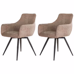 Boha - lot de 2 fauteuils pivotants - en tissu bouclette sable