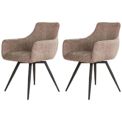 Boha - lot de 2 fauteuils pivotants - en tissu bouclette sable