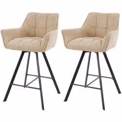 Hatti - lot de 2 tabourets de bar pivotants - en tissu bouclette sable