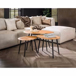 Kota - lot de 3 tables basses - bois massif d'acacia