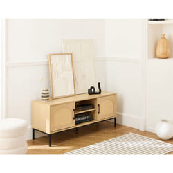 Bestmobilier - Nagato - meuble tv - cannage et bois - 120 cm