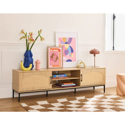 Nagato - meuble tv - cannage et bois - 180 cm