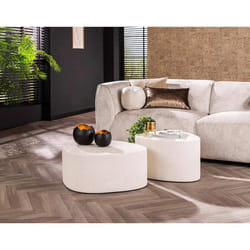 Mahara - lot de 2 tables basses - en marbre composite blanc - 81 et 49 cm