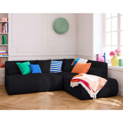 Onyx - canapé modulable d'angle droit 5 places - en tissu mailles 3d - noir