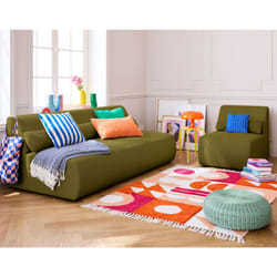 Onyx - canapé droit 3 places - en tissu mailles 3d - vert olive