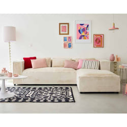 Stella - canapé d'angle droit - 4 places - en fausse fourrure - beige