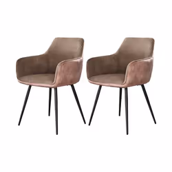 Lormi - lot de 2 fauteuils - en velours côtelé et velours - taupe