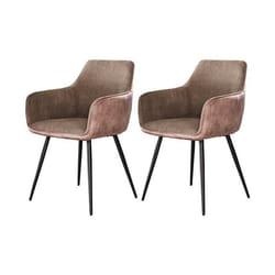 Lormi - lot de 2 fauteuils - en velours côtelé et velours - taupe