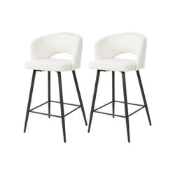 Pattaya - lot de 2 tabourets de bar - en tissu bouclette blanc