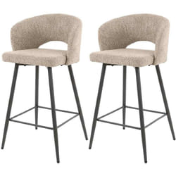 Pattaya - lot de 2 tabourets de bar - en tissu bouclette sable