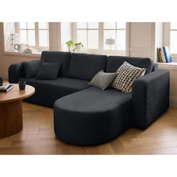 Miro - canapé d'angle réversible - 4 places - convertible avec coffre - en velours texturé