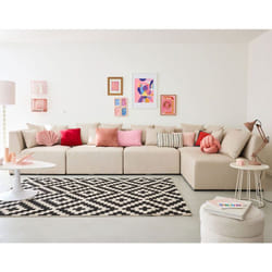 Amalfi - canapé modulable d'angle réversible - 5 places - en tissu - beige